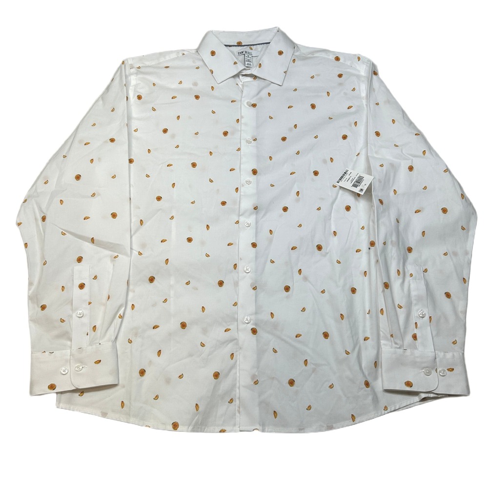 Bar III Slim-Fit Melon-Print‎ Dress Shirt Mens XL 17-17.5 Novelty Print NEW